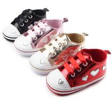 New Spring Cute Pu leather Heart shaped Baby shoes Bling Baby moccasins shoes Crib Anti-slip First Walkers Toddler Baby shoes 2024 - buy cheap