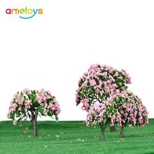 Wholesale 4 Pcs Plastic Model Trees Train Layout Garden Scenery White and Pink Flower Trees Miniature Model Building Kits 2024 - buy cheap