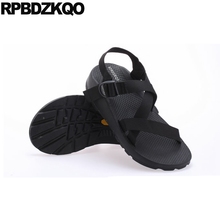 casual men gladiator sandals summer outdoor 2019 beach flat strap breathable shoes roman designer open toe fashion black nice 2024 - buy cheap