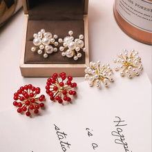 MENGJIQIAO 2019 Korean New Design Simulated Pearl Fireworks Flower Stud Earrings For Women Fashion Jewelry Elegant Ear Accessory 2024 - buy cheap
