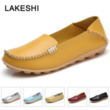 2019 Fashion Genuine Leather Women Flats Shoes Woman ballet Flats Female Loafers 18 Color Moccasin Slip-On Ladies Shoes Mother 2024 - buy cheap