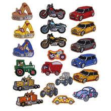 New arrival 10 pcs digging machine Motorcycle car Embroidered patches iron on cartoon Motif Applique hat bag shoe accessory 2024 - buy cheap