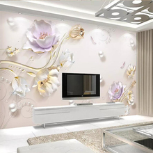 wellyu Custom wallpaper 3d murals jewelry embossed stereo simple fashion new Chinese style tulip sofa TV background wall paper 2024 - buy cheap