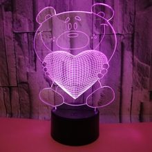 Love Bear Colorful 3d Lamp Led Acrylic Visual Stereo Touch Usb 3d Table Lamp For Bedroom Christmas decorative lights 2024 - buy cheap