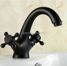 Dual Handle Black Basin Faucet Deck Mounted Hot and Cold Water Taps Swan Sink Mixer Tap torneira banheiro ZR301 2024 - buy cheap