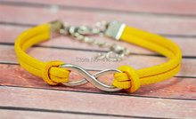 handmade "8" charm infinity bracelet fashion yellow leather bracelet wholesale women jewelry  for the best gift 2024 - buy cheap