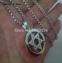 Fate Love Men's High Quality Six-Pointed Jewish Star of David Pendant Necklace Stainless Steel   3mm  22'' Rolo  Chain 2024 - buy cheap