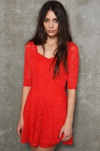 Vestido Rojo de media manga para mujer, vestido Sexy de encaje para fiesta, informal, ML17819, envío directo 2024 - compra barato