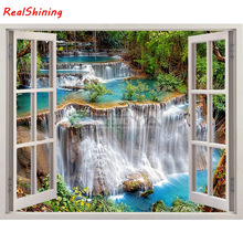 5D Diy Diamond Painting Cross Stitch full Square Diamond Embroidery waterfall window picture for room Decor H1135 2024 - buy cheap