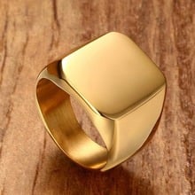 New Arrive 316L Stainless Steel Gold Tone Square Rings Mens Womens Unisexs Biker Rings Size 7-12 Christmas Gift Fashion Jewelry 2024 - buy cheap