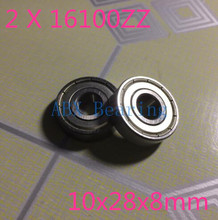 Rolamento de esferas 10x28x8mm 16100zz 16100, 2 peças, rodas de bicicleta, suporte inferior de reparo, rolamento de motor, abec3 2024 - compre barato