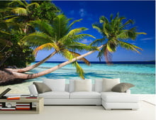 The custom 3D murals,Coconut trees, blue sky beach  papel de parede,living room sofa TV wall bedroom wall paper 2024 - buy cheap