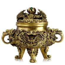 Quemador de incienso de cobre puro abierto, ornamento para incienso Tao, suministros para habitación, templo budista 2024 - compra barato