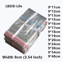 LBSISI Life 500pcs 9cm Wide Clear Plastic Adhesive Bags Transparent Poly Food Candy Jewelry Gift Packing Little Pen Bag 2024 - buy cheap