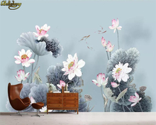 beibehang Custom wallpaper 3d mural new Chinese style pen lotus fish background wall painting wall papers home decor 2024 - buy cheap