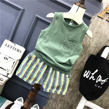 Baby Boy Clothes 2018 New Summer Sleeveless Vest+striped Shorts Sets Toddler Boys Summer Clothing Set Kids Cotton Tracksuit 2-7Y 2024 - buy cheap