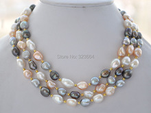 Collar de perlas barrocas de agua dulce, 11mm, blanco, rosa, gris, negro, 65 pulgadas 2024 - compra barato