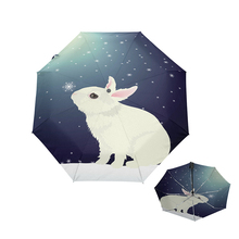 Adorável coelho impressão totalmente automático guarda-chuva chuva proteção solar três dobrável guarda-chuva parasol parapluie para exterior 2024 - compre barato