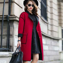 2021 Spring Autumn Winter New Fashion Coat Women Casual Elegant Office Loose Long Wool & Blends Outerwear Jacket Tops lady red L 2024 - buy cheap