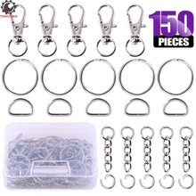150Pcs Lobster Claw Clasps Key Chain Hooks D Ring  Key Rings Extender Chain with Open Jump Rings for Making Handbags Dog Collars 2024 - buy cheap