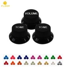 FLEOR 1 Set of 2T1V 1 Volume & 2 Tone Knobs Speed Control Guitar Knobs Top Hat Plastic For Electric Guitar Accessories 2024 - buy cheap