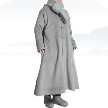 UNISEX winter warm lay meditation cloak zen Buddhist cape shaolin monks robe uniforms martial arts suits gray/blue with sleeve 2024 - buy cheap