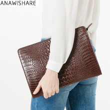 Anawishare bolsas de couro femininas, bolsa de mão tipo crocodilo para festa noturna bt102 2024 - compre barato
