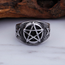 New  retro men's titanium steel ring men domineering stainless steel ring six-pointed star ring 2024 - buy cheap