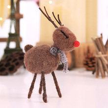 Small Size Wool Felt Handmade Elk Toy Christmas Present Desk Xmas Decoration for Kids Children Festival Party (Coffee) 2024 - buy cheap