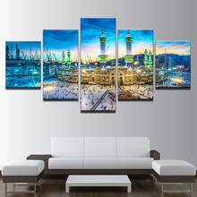 Canvas Paintings Living Room HD Prints Home Decor 5 Pieces Islamic Muslim Poster Wall Art Mosque Nightscape Pictures Framework 2024 - buy cheap