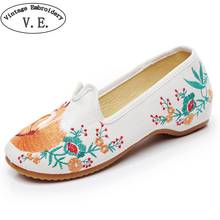 Vintage Embroidery Women's Embroidered Flats Elegant Ldaies Ballerina Shoes Woman Canvas Mary Janes Ethnic Shoes Tenis Feminino 2024 - buy cheap