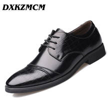 DXKZMCM High Quality Split Leather Men Oxfords ,Lace-Up Business Men Shoes Wedding Shoes, Men Dress Shoes 2024 - buy cheap