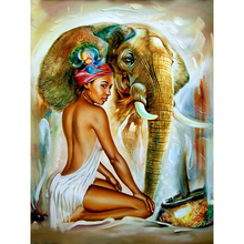 Diamond Mosaic 5D DIY Embroidery Diamond Painting african woman and Elephant 3d Picture Of Rhinestone Full Square art Home Decor 2024 - buy cheap