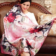 100% Mulberry Scarf Big Square Silk Scarves Fashion Floral Printed Shawls Hot Sale Women Genuine Natural Silk Shawl 110*110cm 2024 - buy cheap