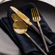 Gold plated Western food Cutlery Set Stainless Steel Tableware Set with Tablespoon knife fork Teaspoon 2024 - buy cheap