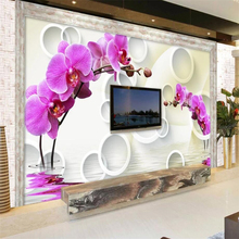 beibehang 3d wall paper mural custom living room bedroom dining room home decor orchid mural TV background wall papel de parede 2024 - buy cheap