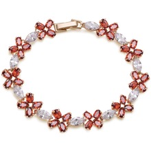 MxGxFam 17.5 cm Light Colorful Flowers Zircon Bracelet For Women Gold Color AAA+ Jewelry Nickel Free 2024 - buy cheap