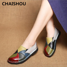 CHAISHOU 2019 Women Ladies Female Shoes Flats Mother Shoes Cow Genuine Leather Loafers Colorful Non Slip On plus size 35-42 2024 - buy cheap