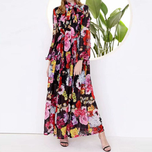 Женское шифоновое длинное платье Qian Han Zi, подиумное Платье макси с длинным рукавом и бантом, винтажное пляжное платье с цветочным принтом, 2019 2024 - купить недорого