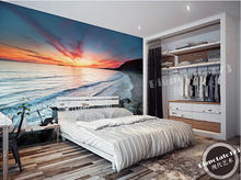 Mural de paisaje personalizado papel pintado con foto 3D, puesta de sol playa para la sala de estar dormitorio TV fondo de pared impermeable papel de pared 2024 - compra barato