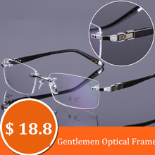 Chashma Brand Quality Gentlemen Optical Frames Rimless Eyewear Alloy Frame Acetate Temples Men Eye Glasses for Myopia 2024 - buy cheap