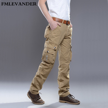 Tactical Pants Male Pure Color Casual Plus Size 38 Cotton Trousers Multi Pocket Military Style Men's Cargo Pants 2024 - buy cheap
