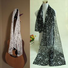 Newly acc lenço xale feminino, lenço de seda feminino com estampa de música e note de seda, vestuário e acessórios de moda 2024 - compre barato