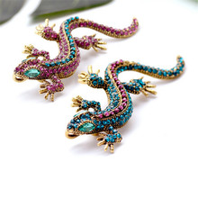 Vintage Gold Alloy Rhinestone Crystal Vivid Lizard Brooch 4 Color Body Green Eye Gecko Animal Brooches Fashion Jewelry Pin Gifts 2024 - buy cheap