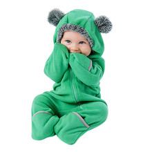 ARLONEET Newborn Infant Baby Boy Girl Cartton Ears Hoodie Romper Zip Clothes Jumpsuit Plus velvet to keep warm 6colors CA02 2024 - compre barato