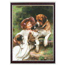 Needlework Crafts 14CT unprinted embroidery French DMC Quality Counted Cross Stitch Kit Children and dogs for Home Decor 2024 - buy cheap