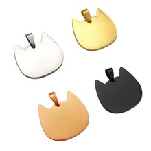 2019 Fashion Stainless Steel Round Cat Smooth Surface Pendant Necklaces Dog Tags Pendants Necklace for Boy Gifts Men Jewelry 2024 - buy cheap