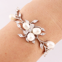 Charm Bracelet Zircon Flower Pearl Top quality Christmas gift Party chain bangle Plated Nickel-free fashion jewelry 2024 - buy cheap