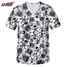 UJWI Unisex Sports V Neck Tshirt 3D Printed Skulls And Sleleton Theme Mens Tee Shirt Fashion Man Oversized T-shirt Suppliers 2024 - buy cheap