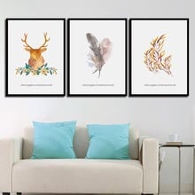 Pared de espacio arte dibujo Animal ciervo abstracto para sala de estar estilo minimalista nórdico decoración del hogar pintura póster lienzo sin marco 2024 - compra barato